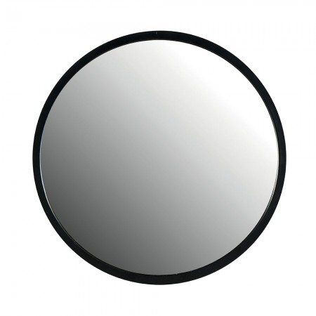 Miroir rond bord métal noir
