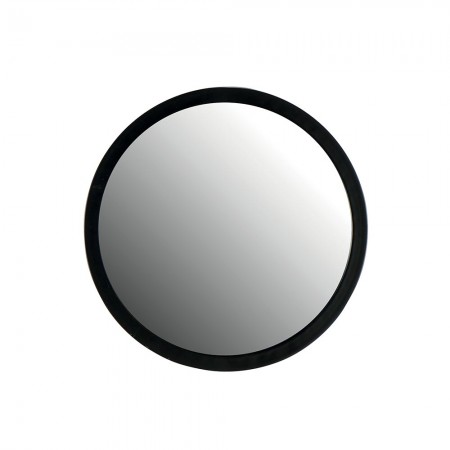 Miroir rond bord métal noir