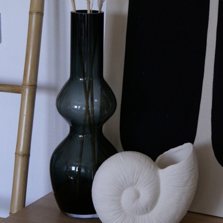 Vase Base Ovale noir D16 H45cm