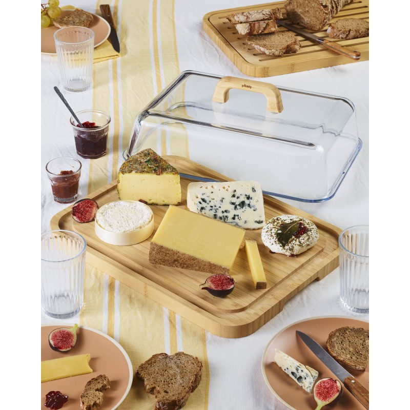 Pateau à fromage bambou/verre