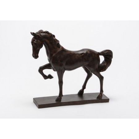 Cheval au trot résine marron