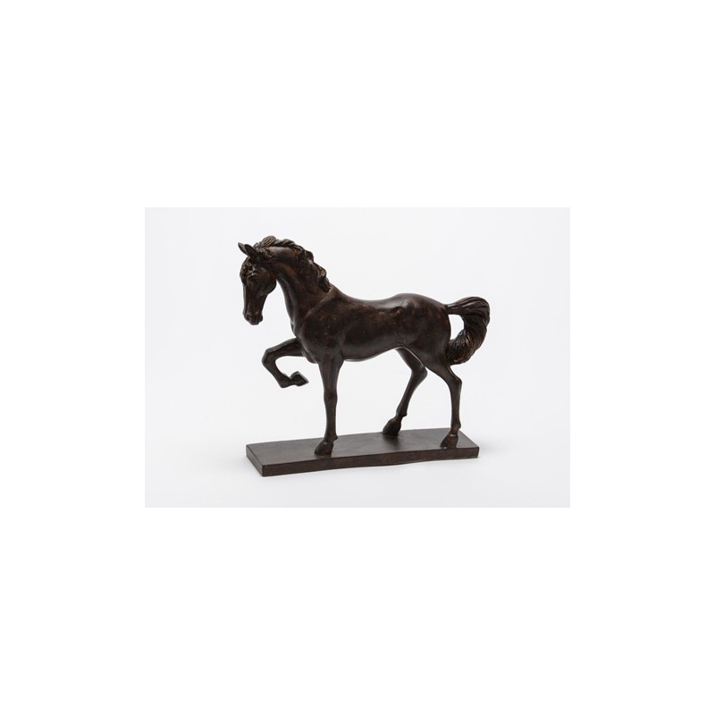 Cheval au trot résine marron
