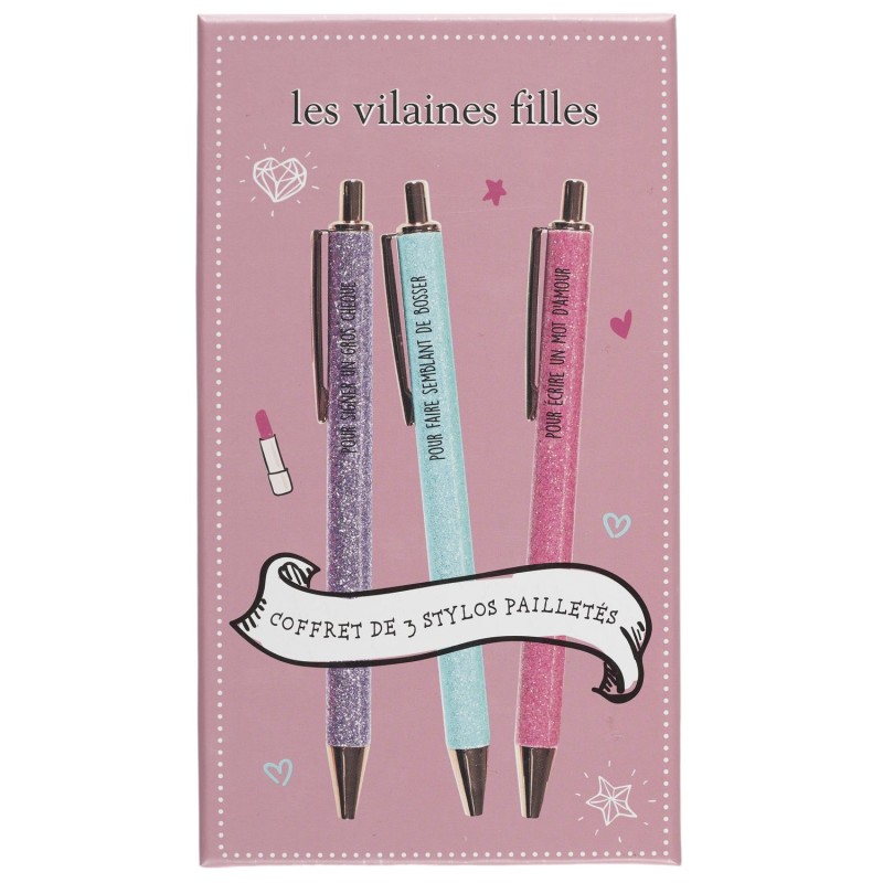 Coffret de 3 stylos paillettes