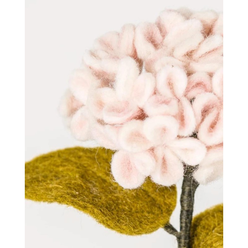 Hortensia rose en laine...