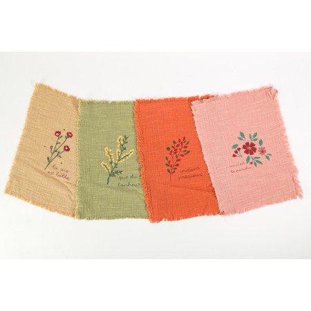 Essuie-mains - Broderie fleurs